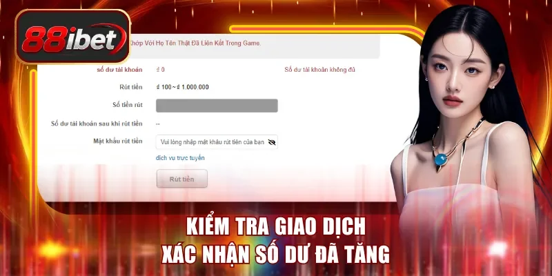Kiểm tra giao dịch xác nhận số dư đã tăng